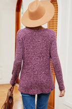 Eyelet Ribbed Round Neck Long Sleeve T-shirt (24)