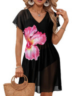 Printed Short Sleeve Mini Dress (9)