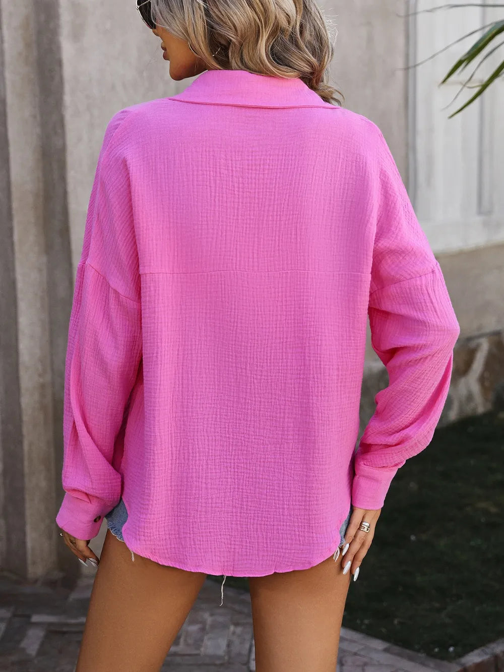 Textured Pocketed Button Up Dropped Shoulder Shirt (12)