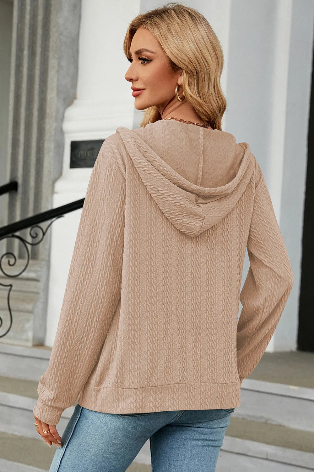Drawstring Zip Up Long Sleeve Hoodie (15)