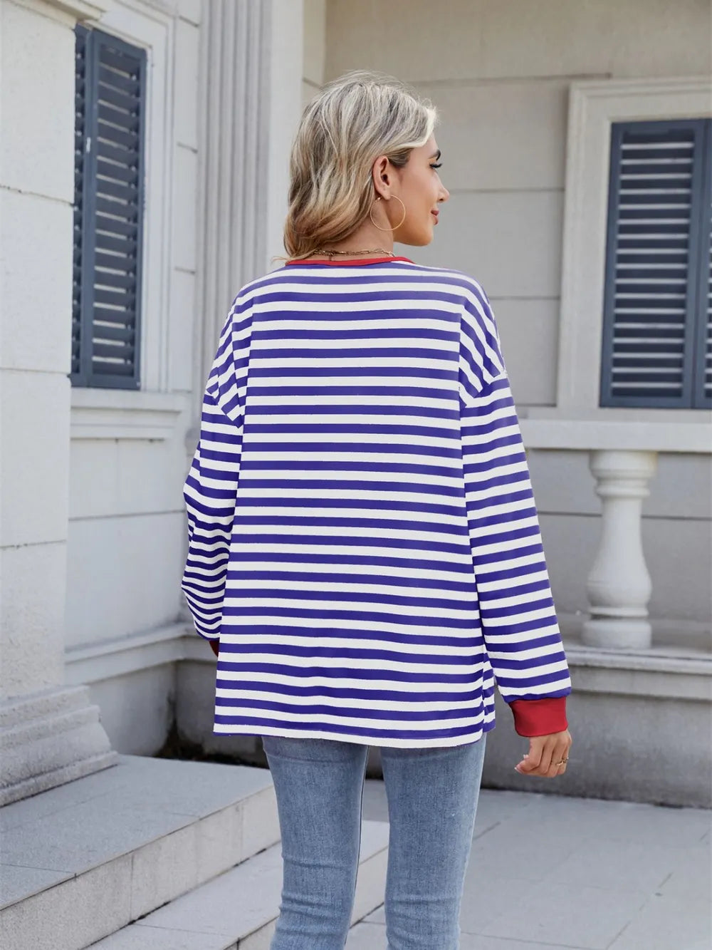 Lace-up Striped Long Sleeve T-shirt (24)
