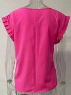 Ruffled Round Neck Cap Sleeve Blouse (6)