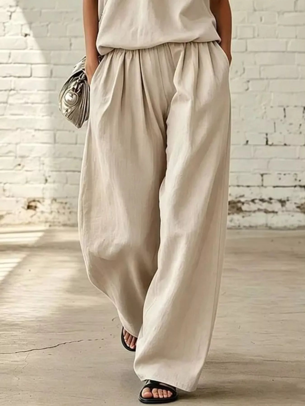 Full Size Sleeveless Top Wide-leg Pants Set Plus (6)