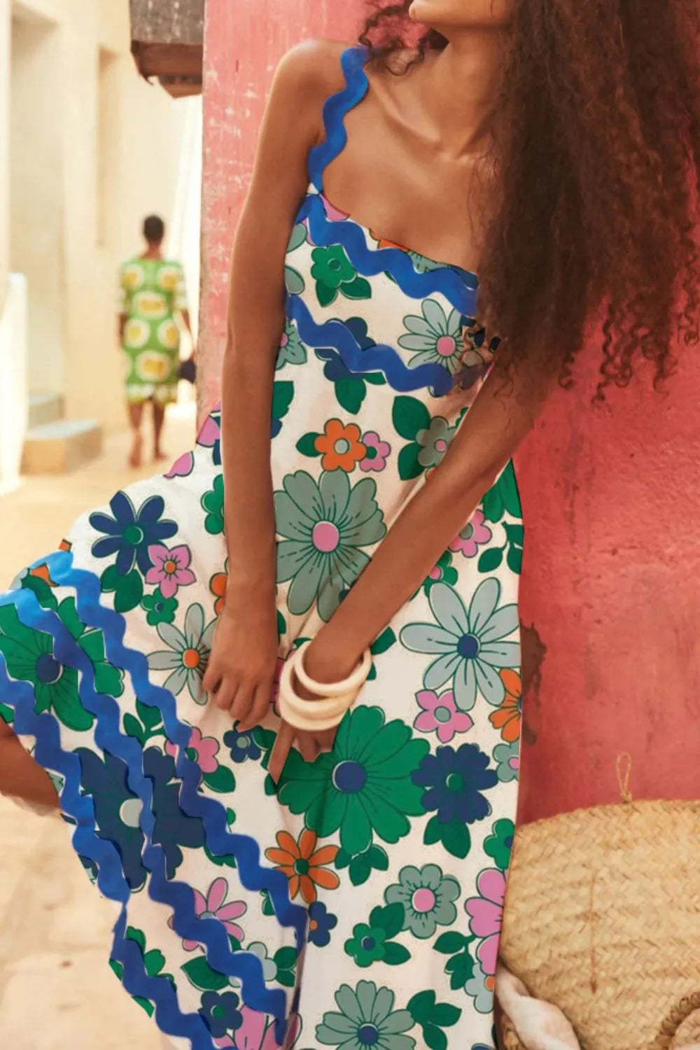 Printed Square Neck Wide Strap Dress (3)