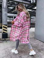 Plaid Button Up Longline Shacket (4)