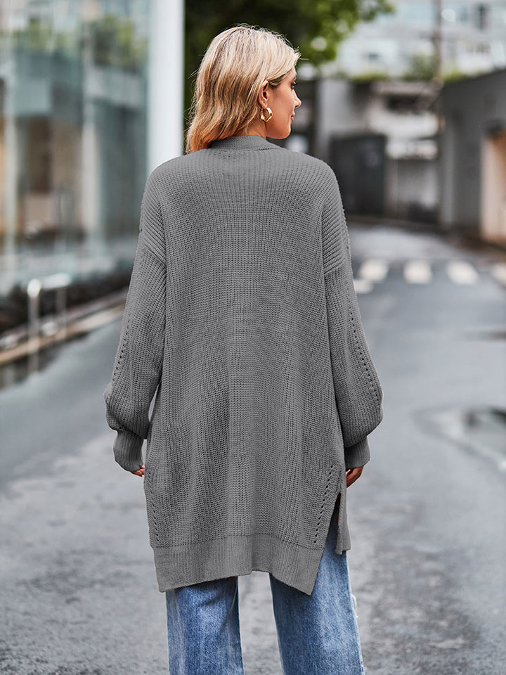 Long Sleeve Waffle-knit Cardigan (18)