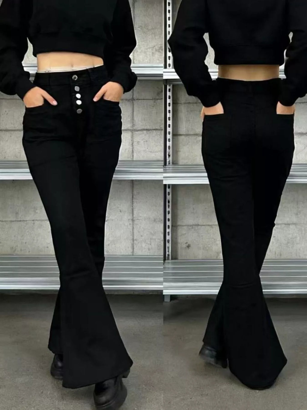 Full Size High-waisted Button-fly Flare Jeans Plus (16)