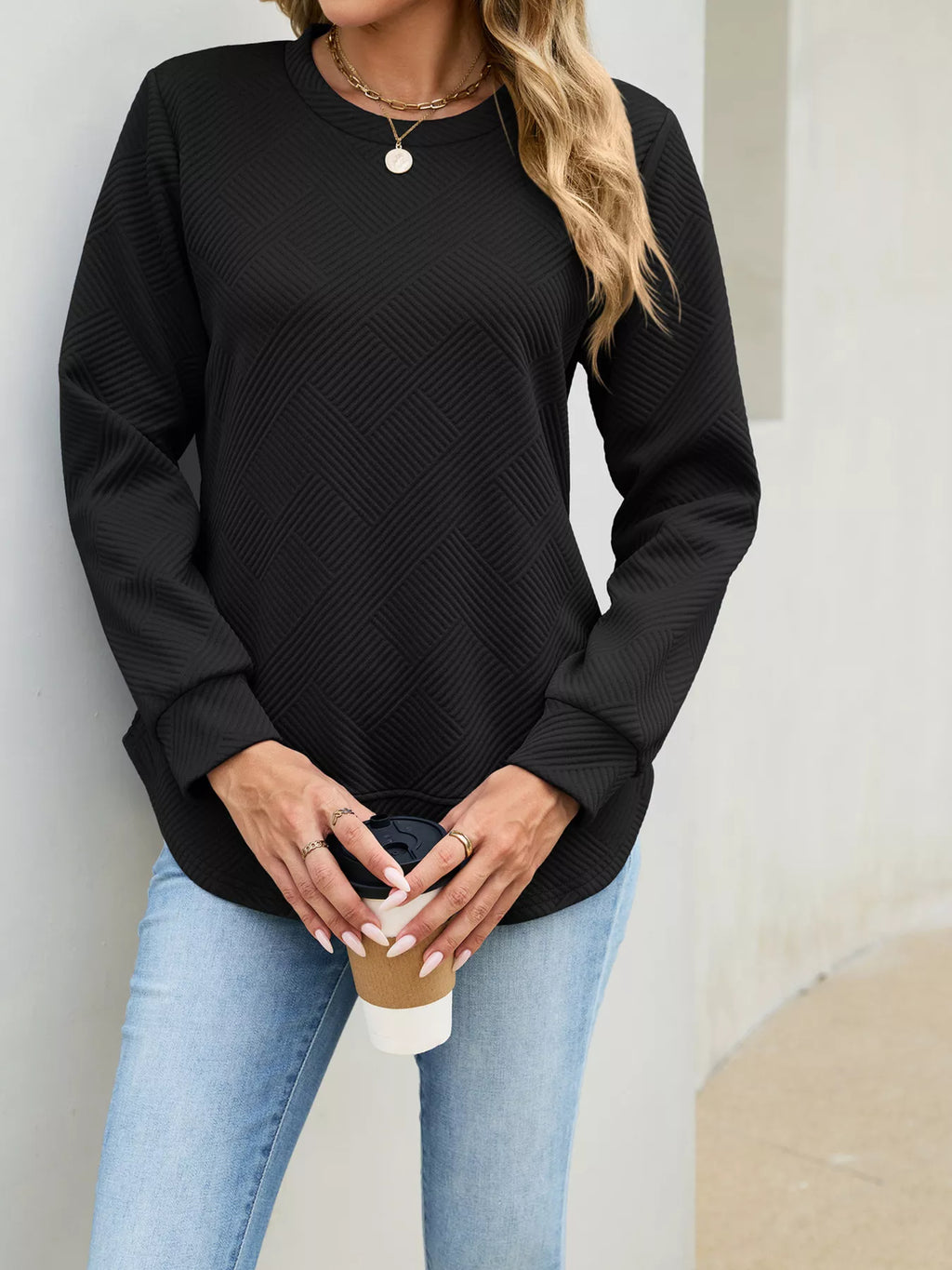 Textured Crew Neck Sweatshirt (15)