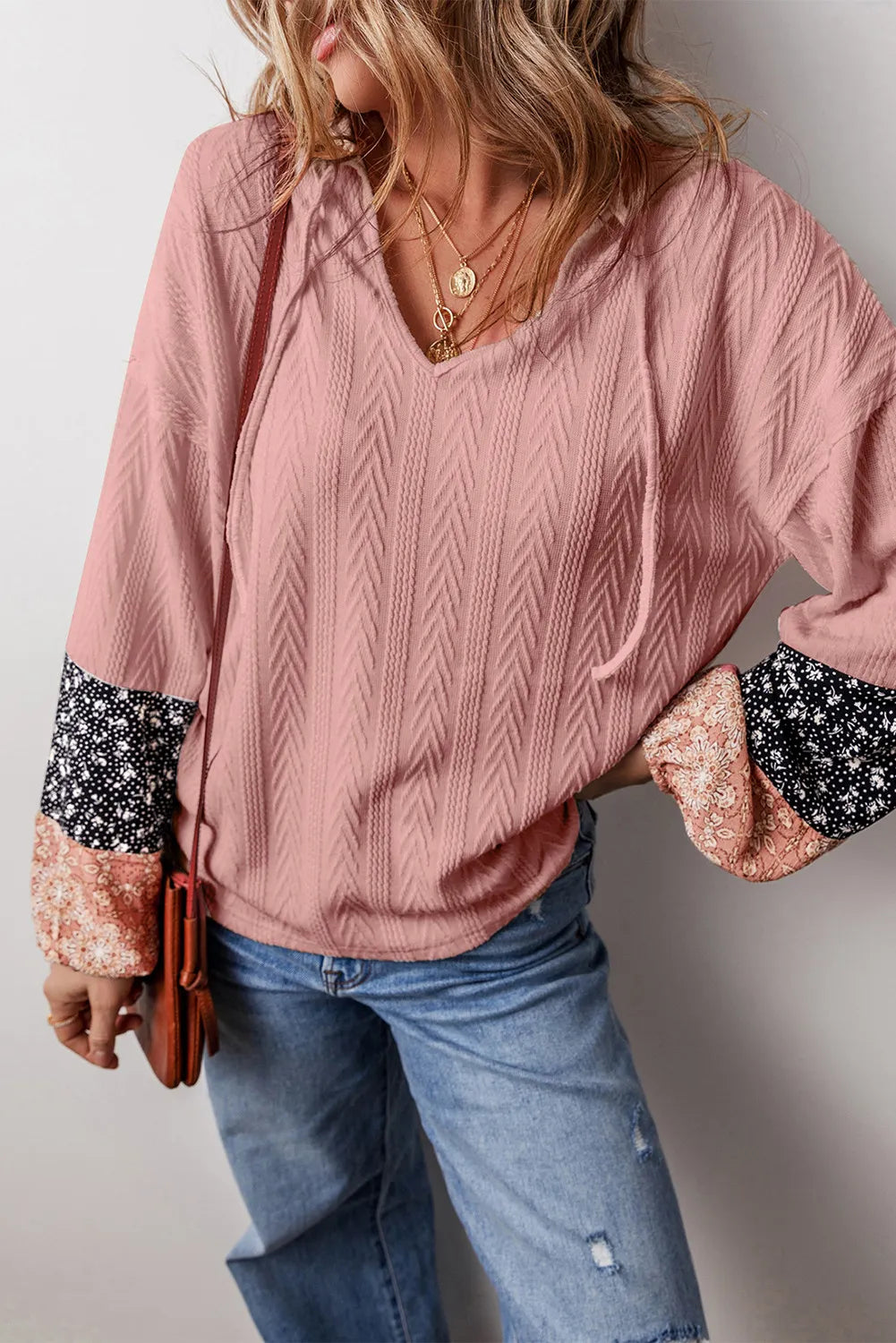 Block Tie Neck Long Sleeve Top (12)