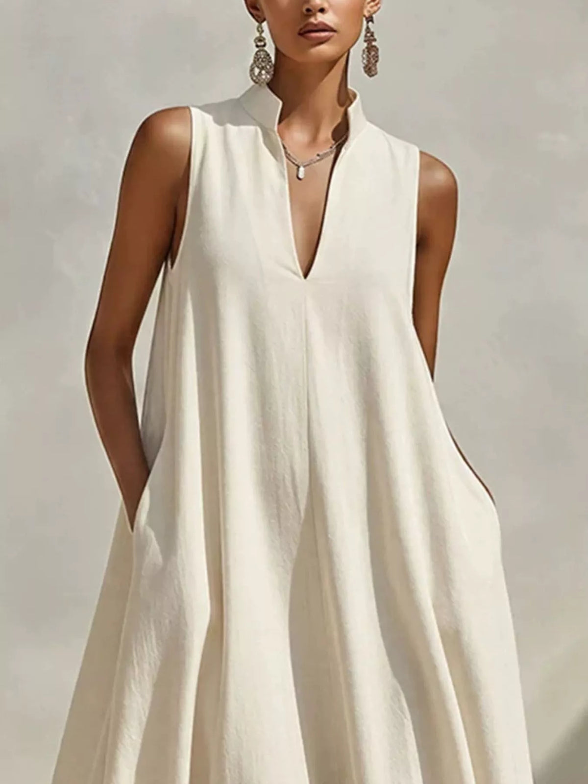Sleeveless Maxi Dress Side Pockets (2)