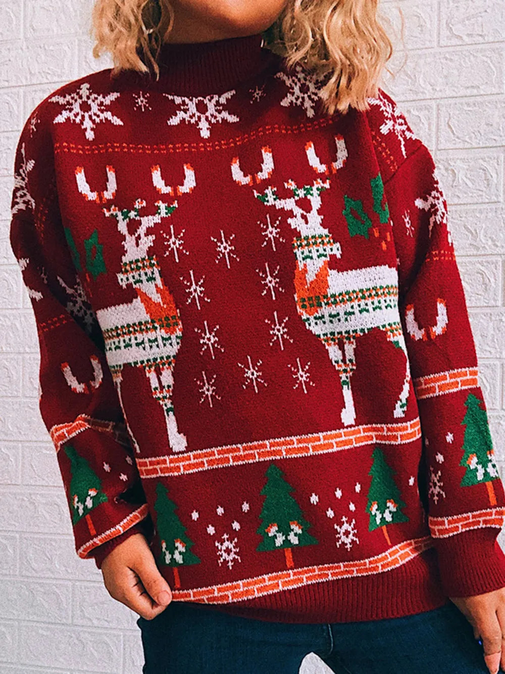 Turtleneck Drop Shoulder Long Sleeve Sweater (6)