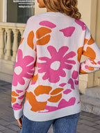 Floral Crew Neck Long Sleeve Sweater (4)