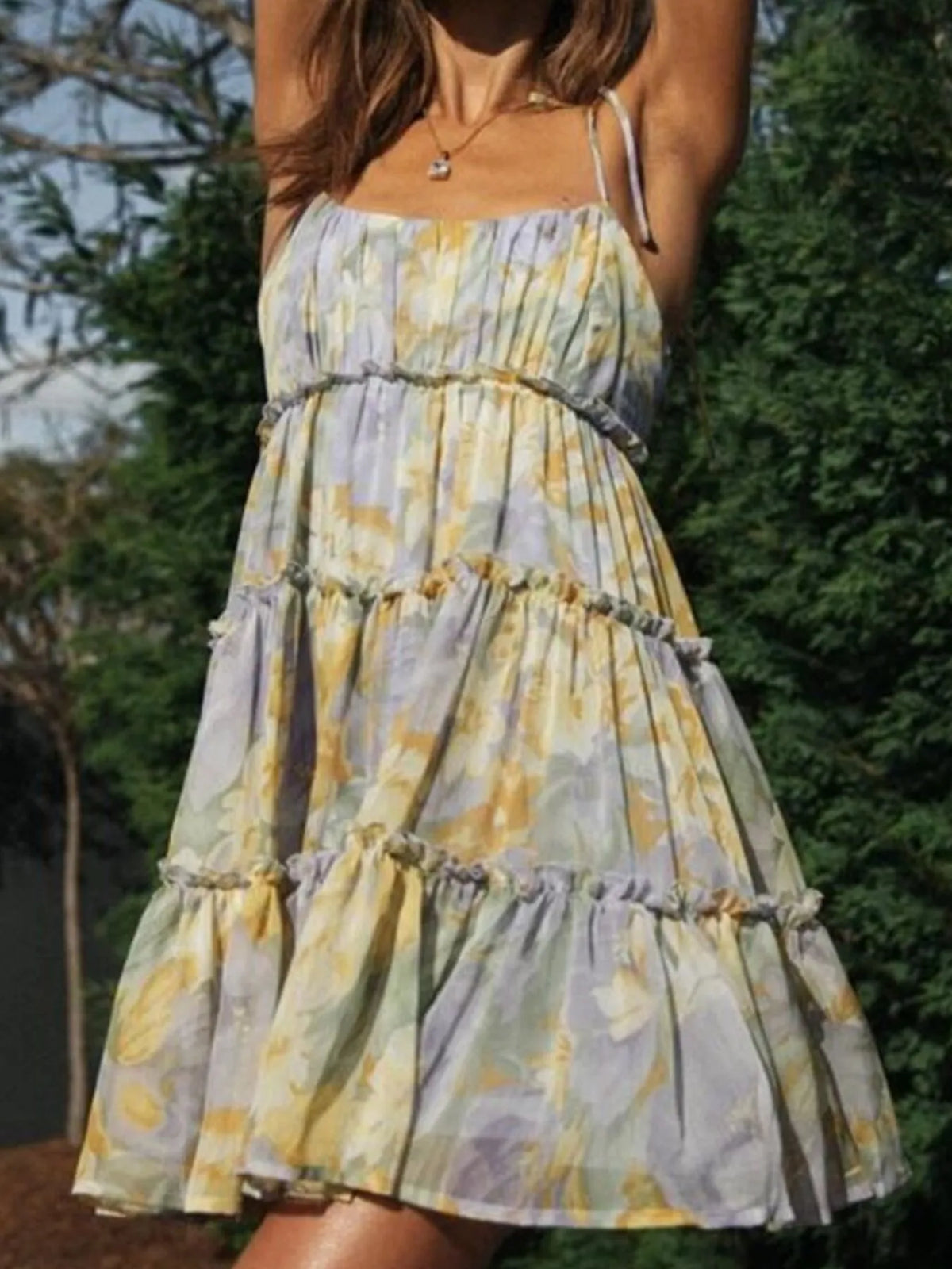 Printed Tie-strap Tiered Mini Dress (19)
