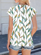 Printed Round Neck Cap Sleeve Top (9)