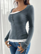 Lace Detail Long Sleeve Ribbed Top (7)
