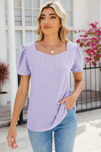 Eyelet Puff Sleeve T-shirt (3)