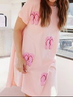 Sequin Short Sleeve Summer Tee Dress (12)
