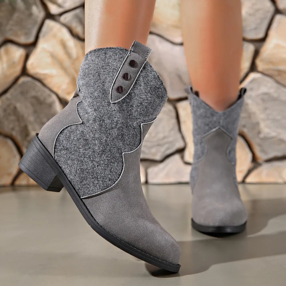 Suede Point Toe Block Heel Boots (9)