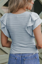 Textured Round Neck Cap Sleeve Top (12)