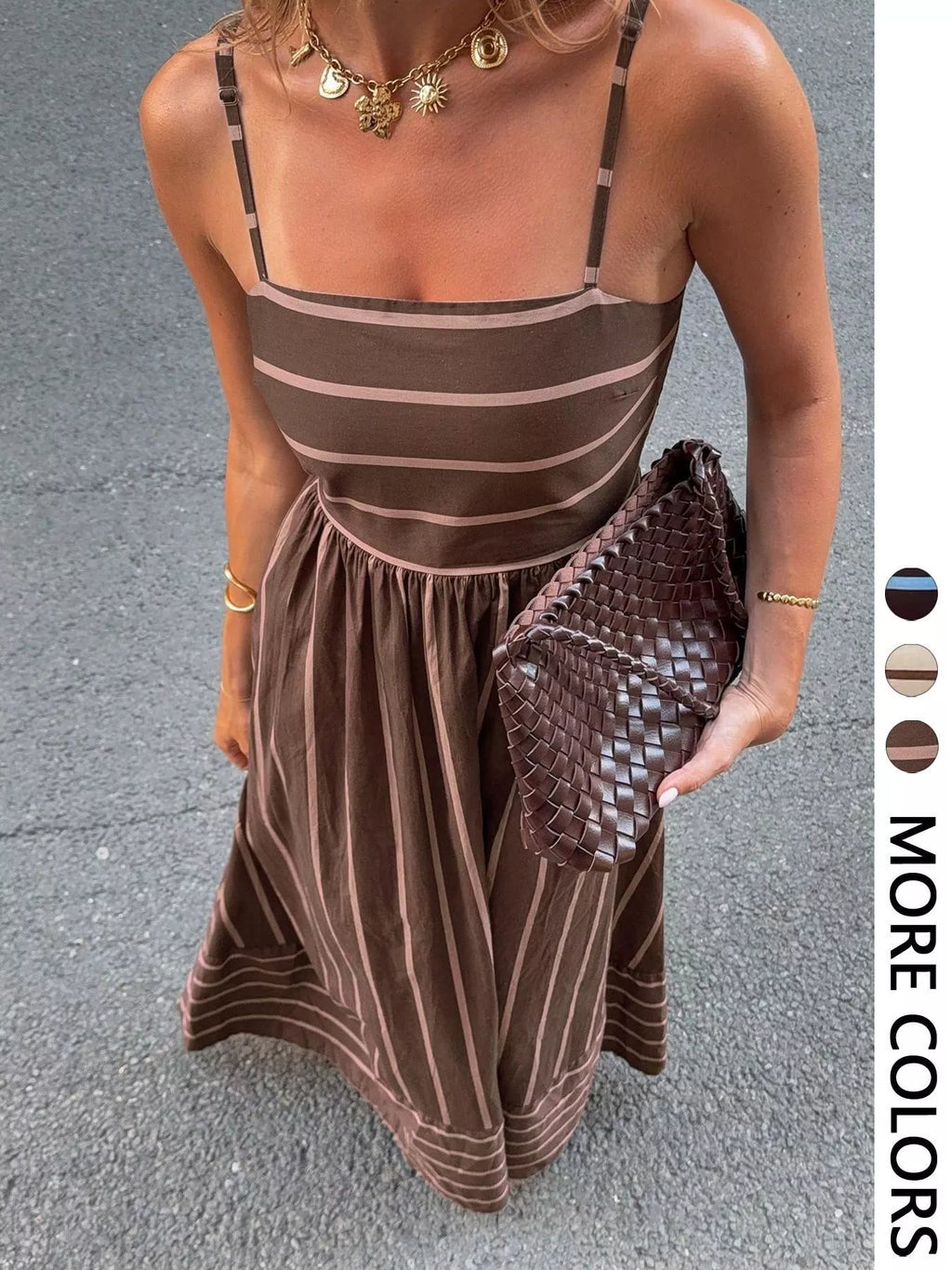 Cutout Back Striped Maxi Dress (5)