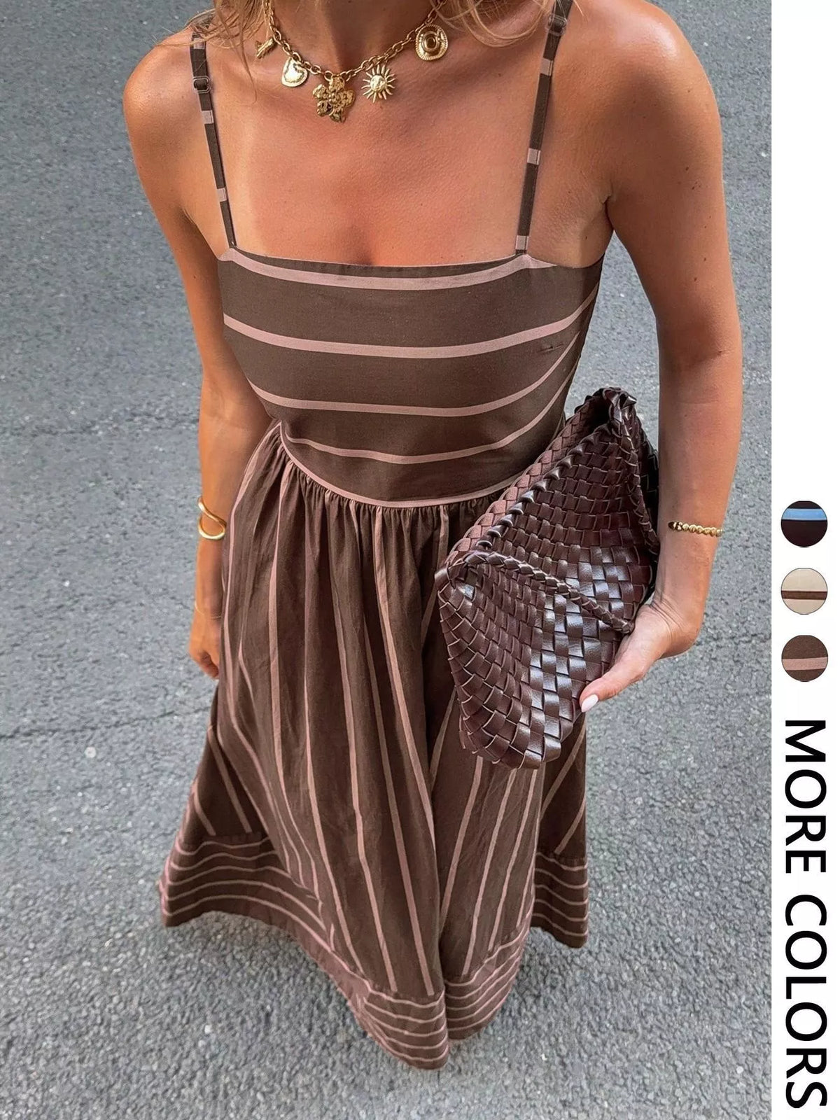Cutout Back Striped Maxi Dress (5)