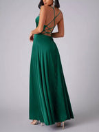 Lace Up Back Split Maxi Dress (15)