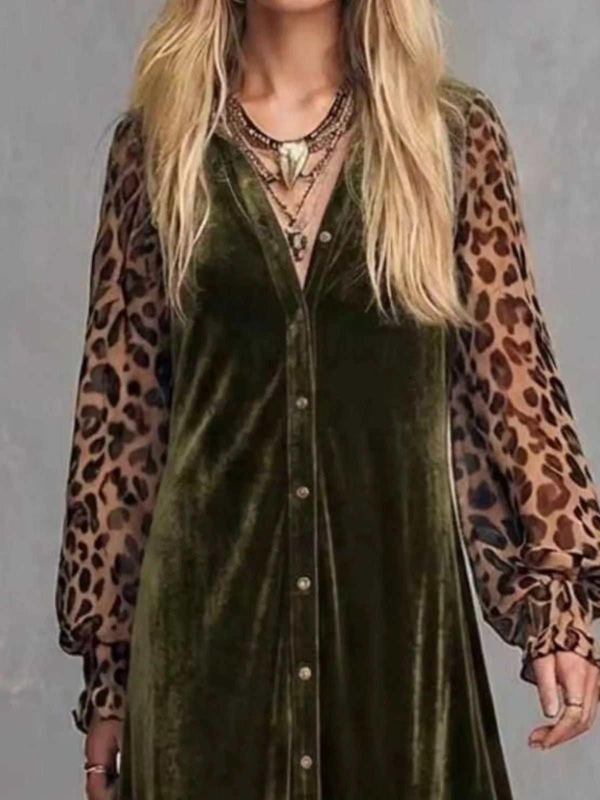 Leopard Velvet Button-down Maxi Dress (6)