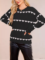 Heart Pattern Dropped Shoulder Sweater (15)