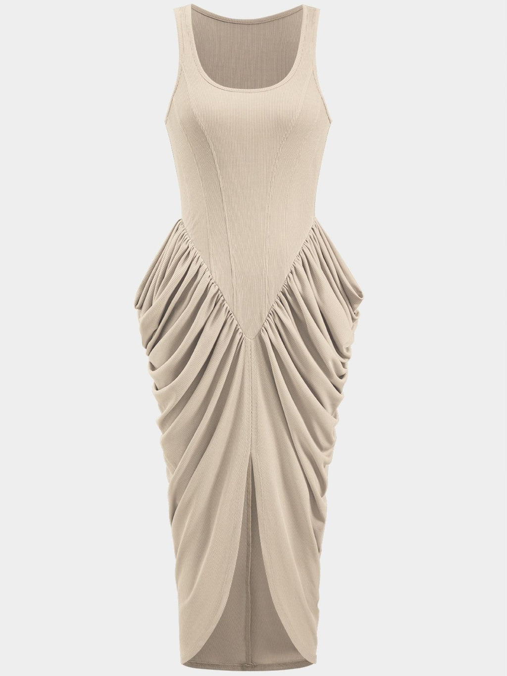 Ruched Detail Slit Midi Dress (6)