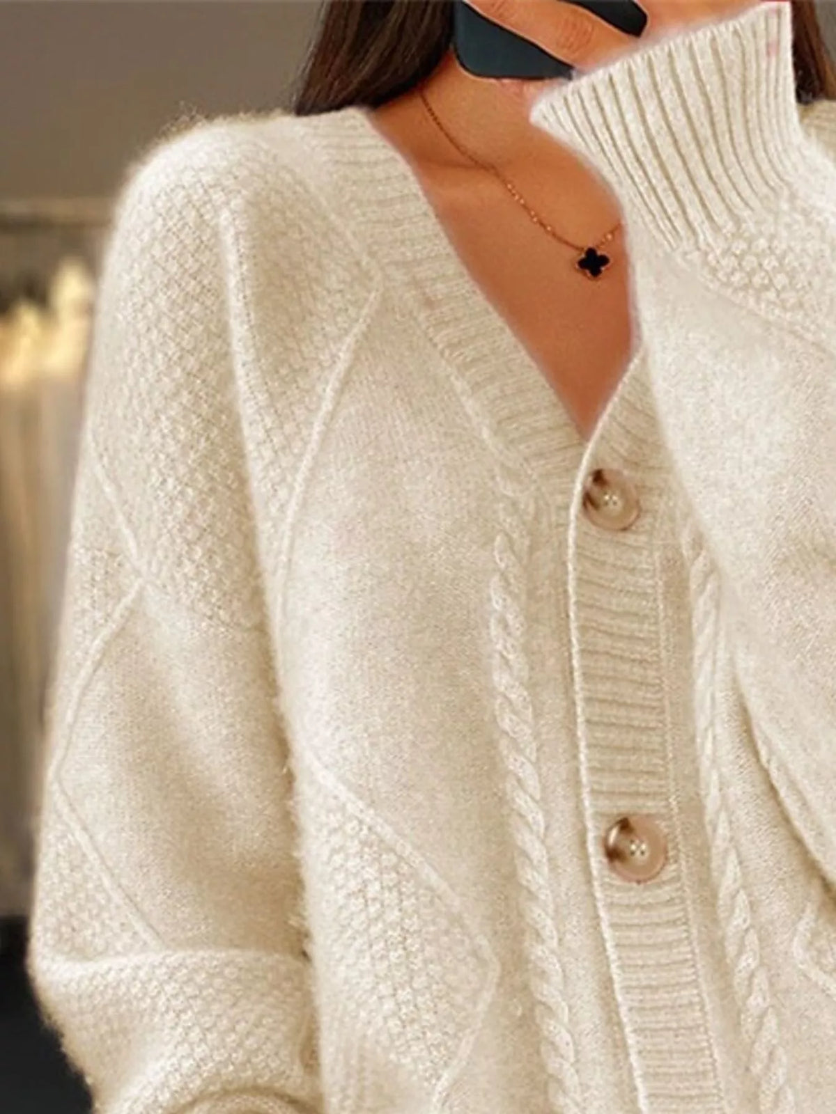 Full Size Textured Knit Button-down Cardigan Plus (2)