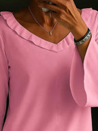 Full Size Ruffled V-neck Long Sleeve Blouse Plus (8)