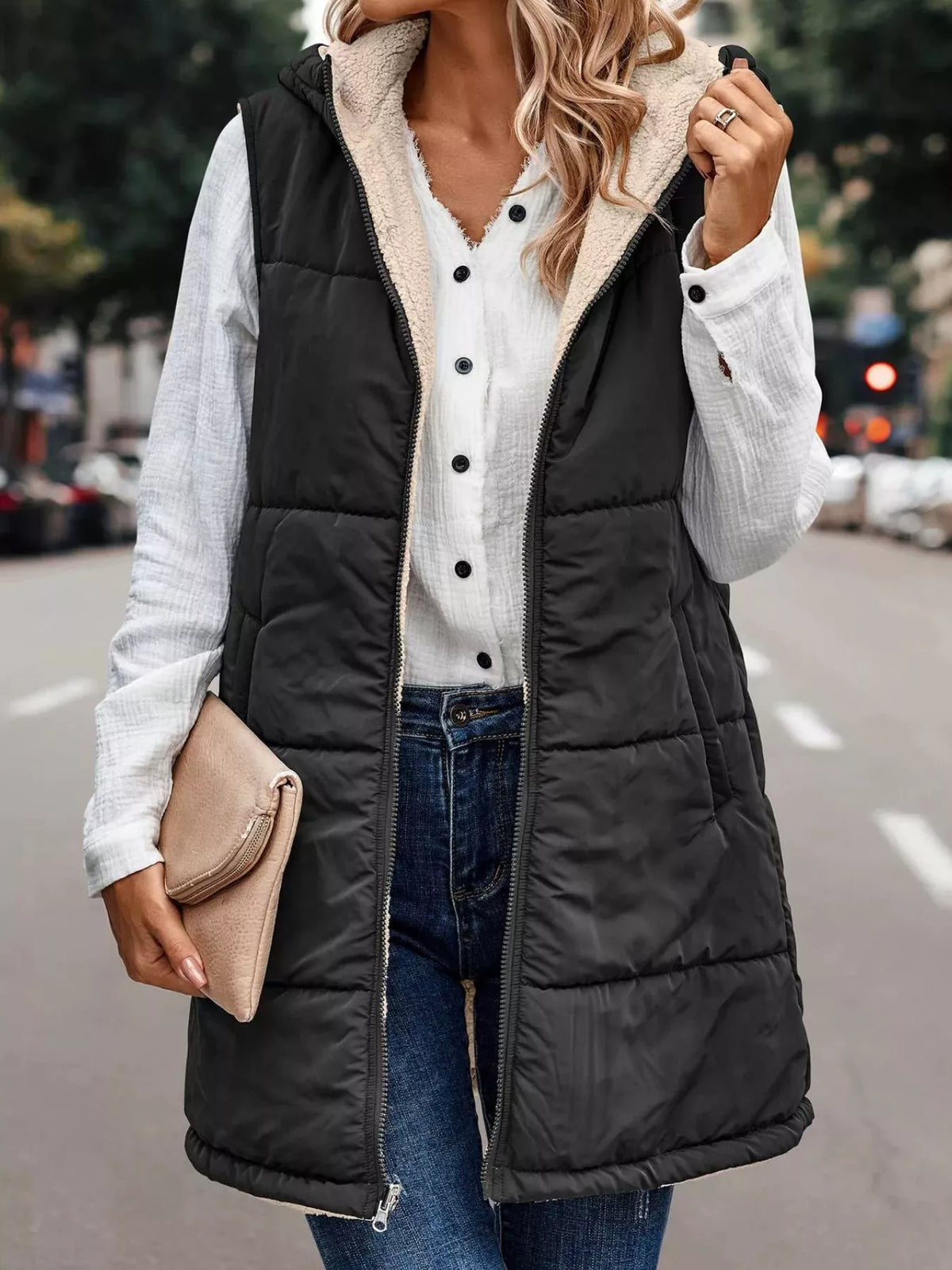 Full Size Hooded Sherpa-lined Puffer Vest Coat Plus (8)
