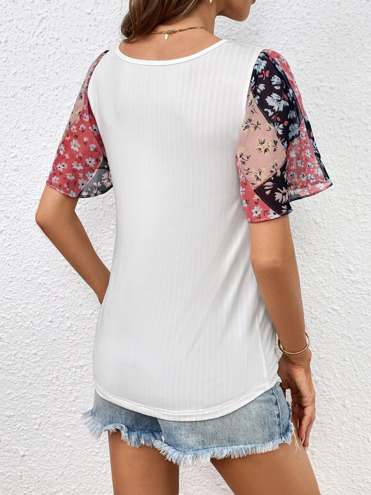 Printed Puff Sleeve Round Neck Tee (6)