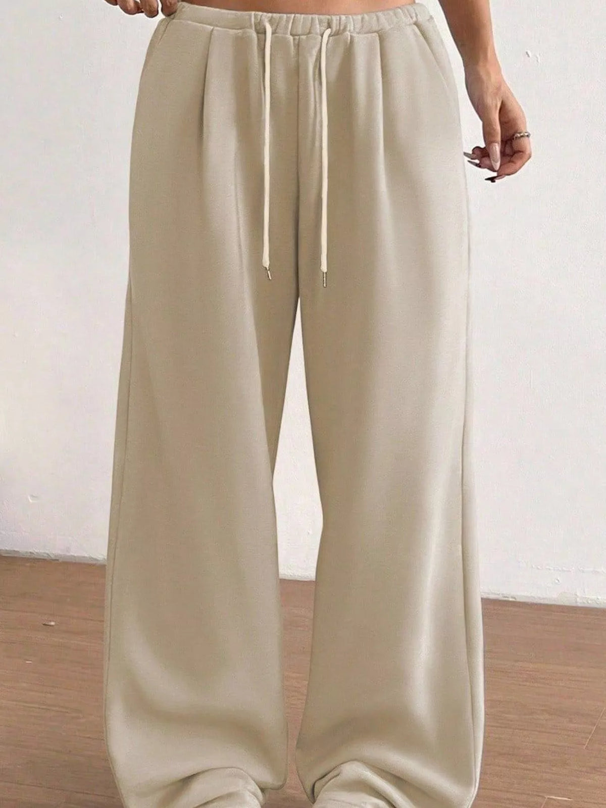 Casual Drawstring High Waist Wide Leg Sweatpants (16)