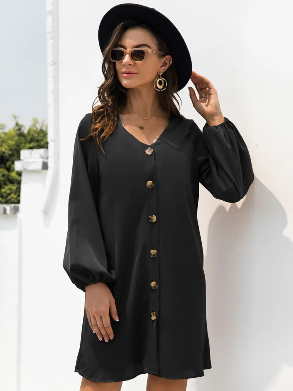 V-neck Long Sleeve Mini Dress (8)