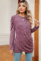 Round Neck Puff Sleeve T-shirt (17)