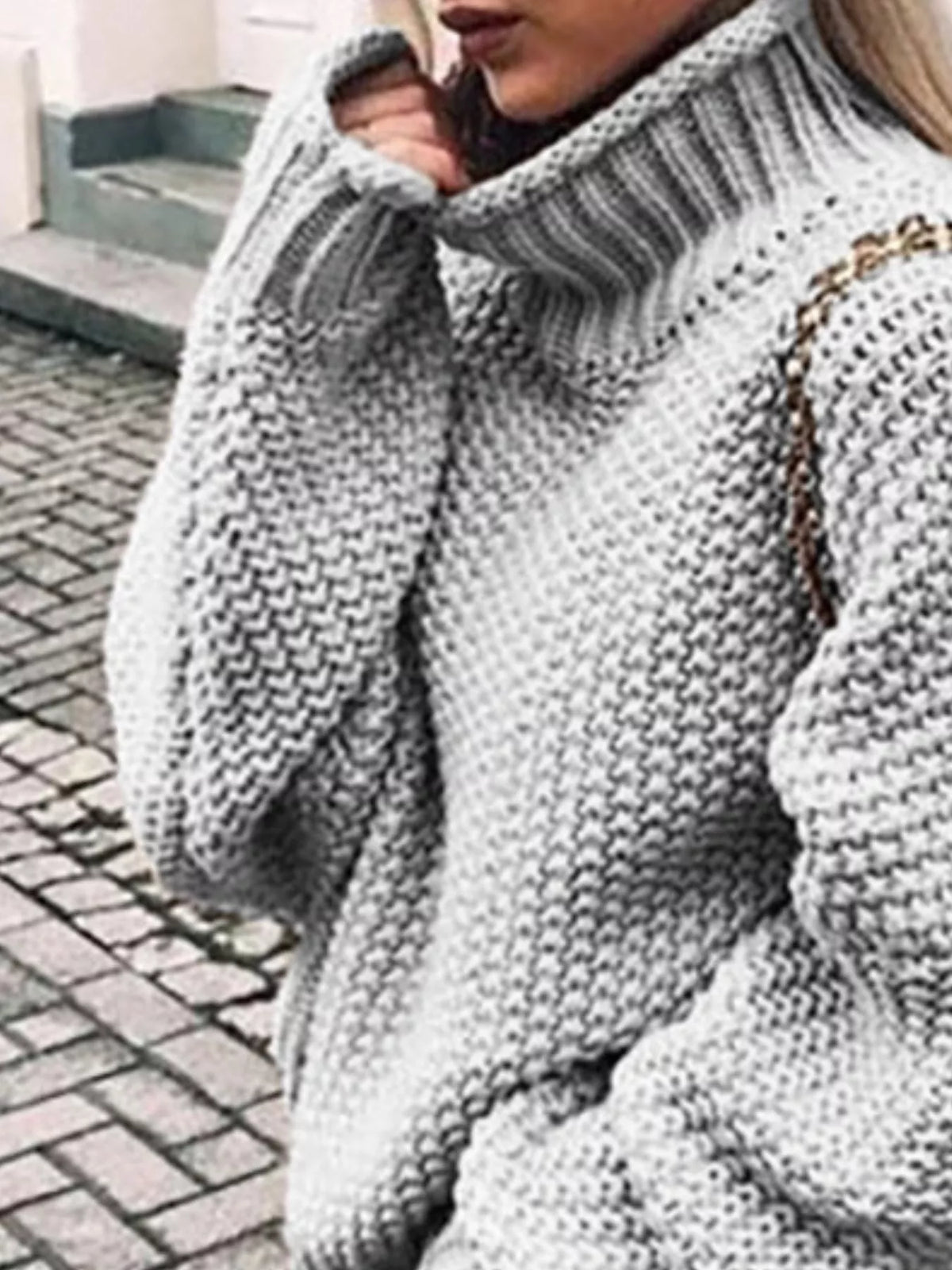 Chunky Knit Turtleneck Sweater (9)