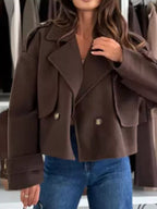 Lapel Collar Dropped Shoulder Jacket (9)