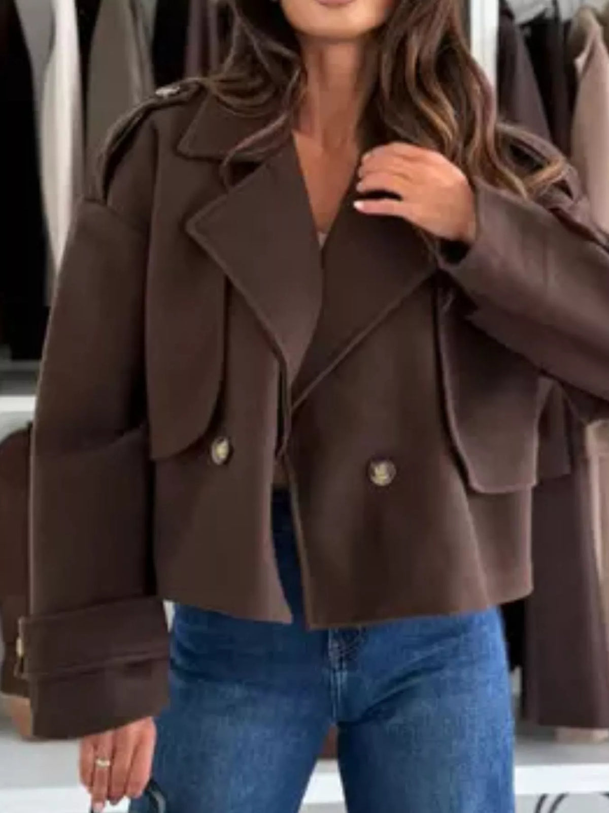 Lapel Collar Dropped Shoulder Jacket (9)