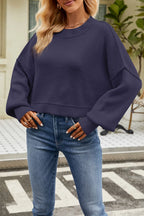 Round Neck Dropped Shoulder Sweater (8)