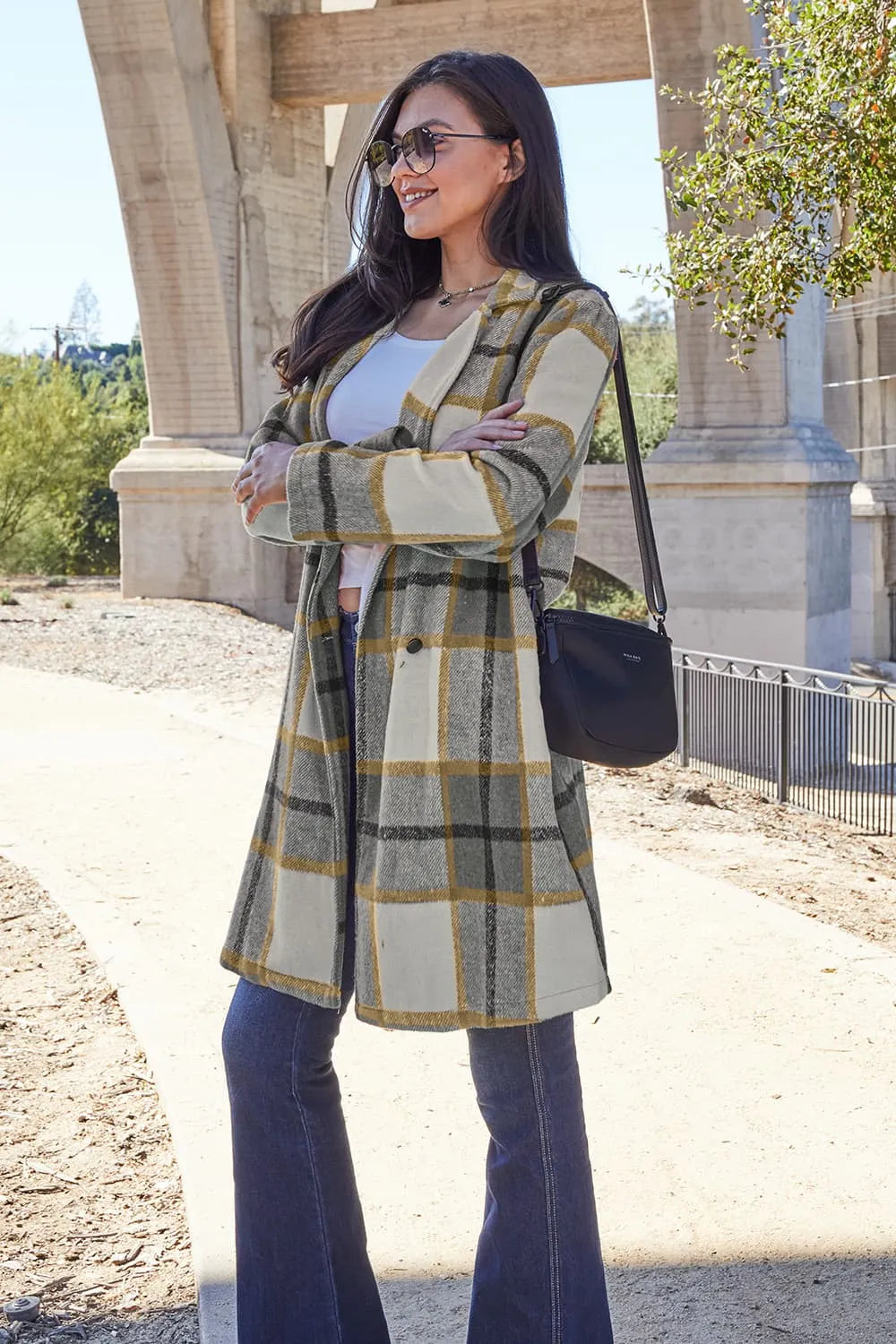 Full Size Plaid Button Up Lapel Collar Coat (27)