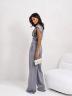 Satin Cowl Neck Top Pants Set (16)
