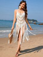 Fringe Openwork Spaghetti Strap Cover-up (7)