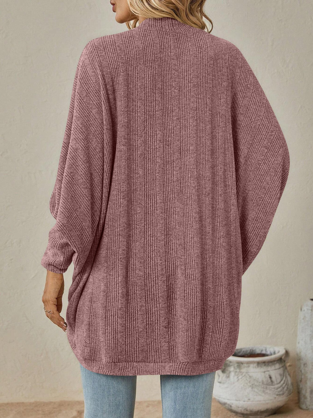 Open Front Batwing Sleeve Cardigan (9)