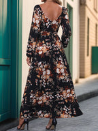 Slit Printed Surplice Long Sleeve Maxi Dress (2)