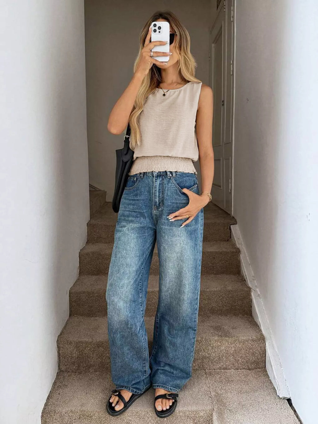 Smocked Round Neck Tank (20)