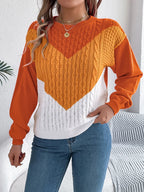Contrast Round Neck Long Sleeve Sweater (8)