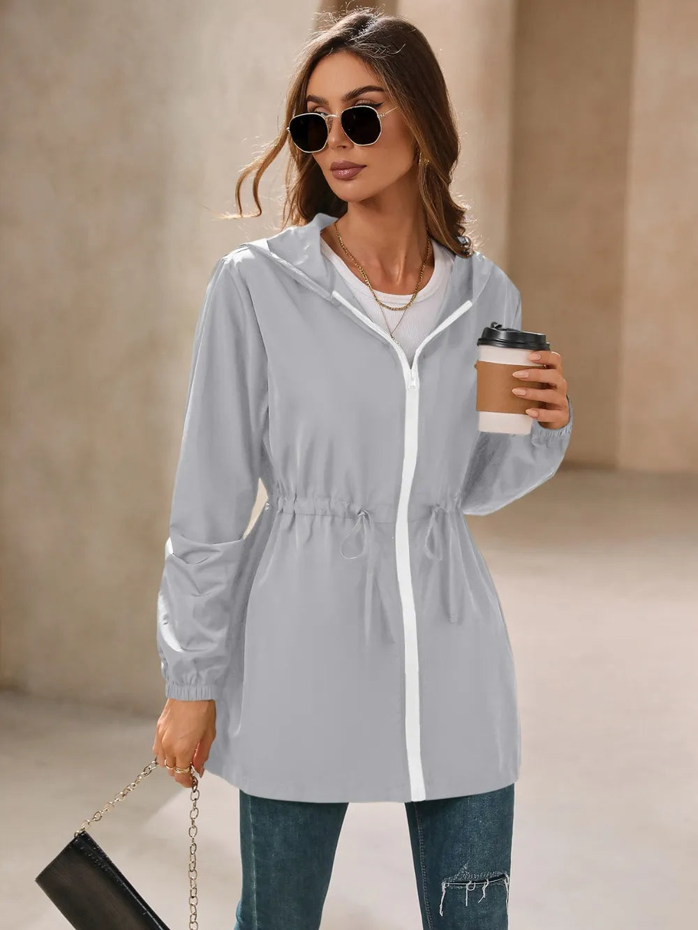 Outdoor Waterproof Long Sleeve Hooded Windbreaker (14)