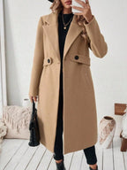 Full Size Elegant Lapel Collar Belted Coat Pockets Plus (16)