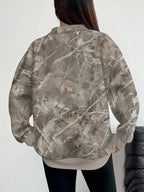 Quarter-zip Printed Sweatshirt Ribbed Cuffs (5)